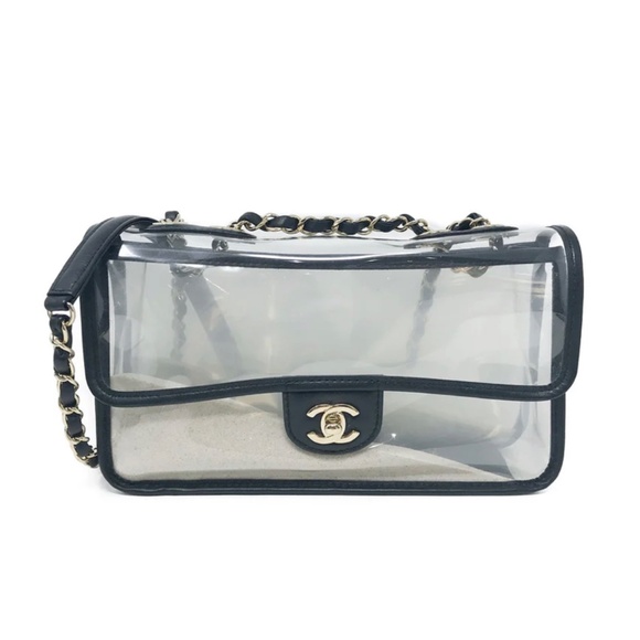 Authentic Chanel Sand By The Sea Flap Bag PVC with Lambskin Medium - Picture 2 of 10